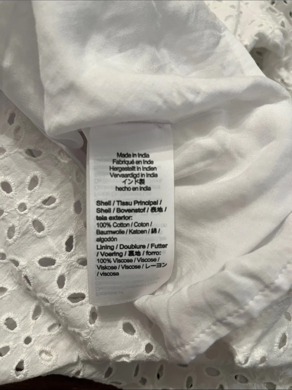 J Crew White Eyelet Puff Sleeve Blouse, size large, new with tags